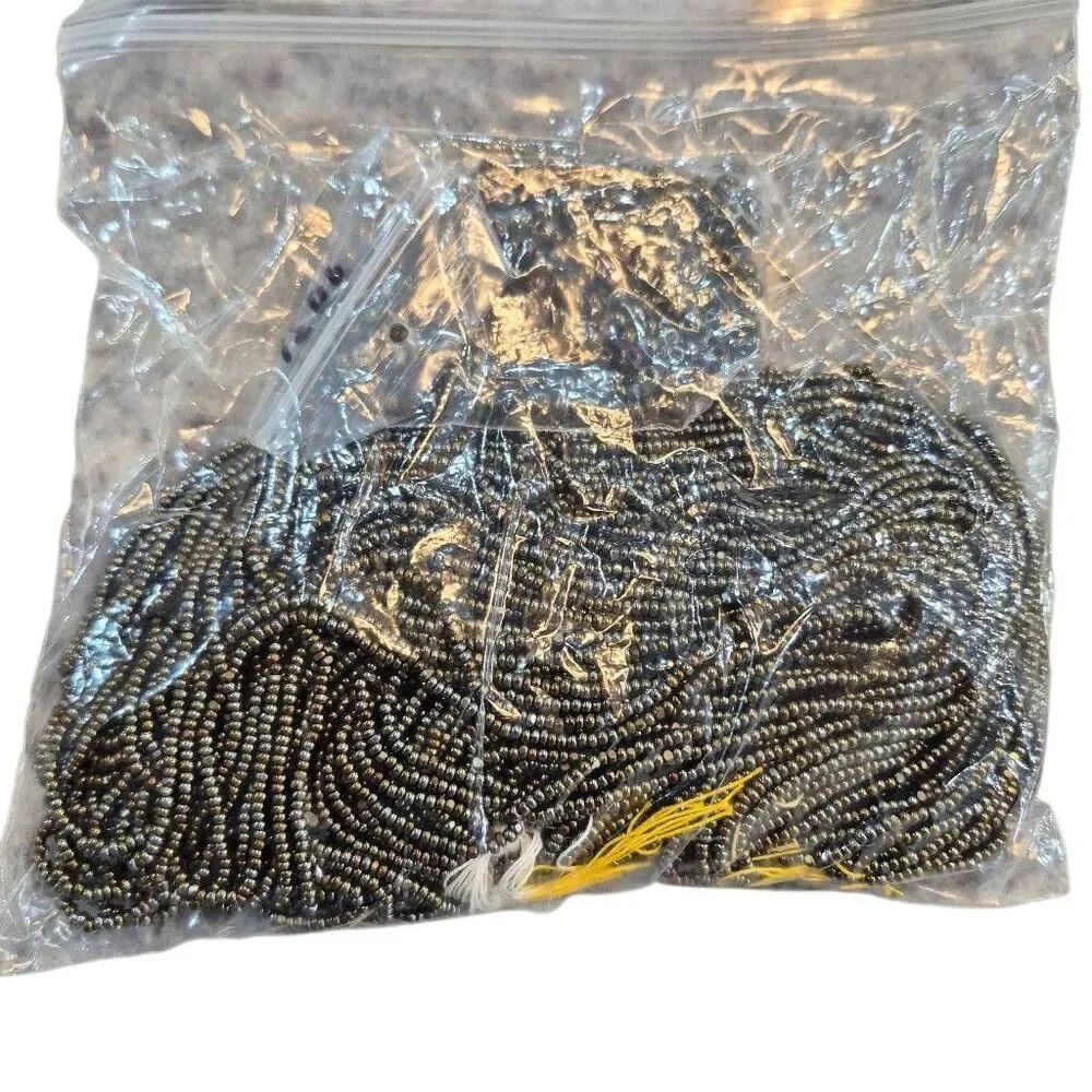 Bulk Metallic Dark Gray Seed Beads | Hank Strands Jewelry Making Supply